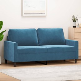 Sofa 2-osobowa, niebieski, 140 cm, tapicerowana aksamitem