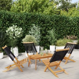 Składane krzesła ogrodowe, 4 szt, czarne, lite drewno akacjowe