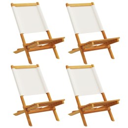 Składane krzesła ogrodowe, 4 szt, kremowa tkanina i drewno