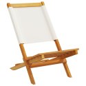 Składane krzesła ogrodowe, 4 szt, kremowa tkanina i drewno