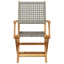 Składane krzesła ogrodowe, 4 szt, szary polirattan i drewno