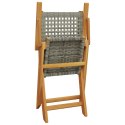 Składane krzesła ogrodowe, 4 szt, szary polirattan i drewno