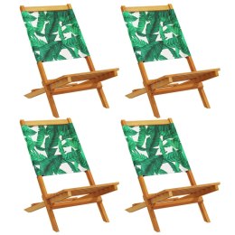 Składane krzesła ogrodowe, 4 szt, zielona tkanina i drewno