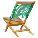 Składane krzesła ogrodowe, 4 szt, zielona tkanina i drewno