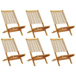Składane krzesła ogrodowe, 6 szt, beżowe, lite drewno akacjowe