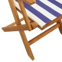 Składane krzesła ogrodowe, 6 szt, niebiesko-biała tkanina