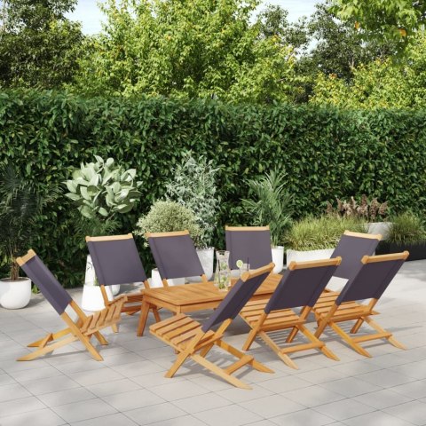 Składane krzesła ogrodowe, 8 szt, antracytowa tkanina i drewno