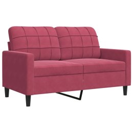 Sofa 2-osobowa, winna czerwień, 120 cm, tapicerowana aksamitem