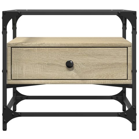 Stolik kawowy ze szklanym blatem, dąb sonoma, 50x50x45 cm