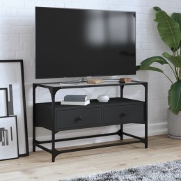 Szafka pod TV ze szklanym blatem, czarna, 80x35x51 cm