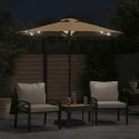 Parasol ogrodowy LED, stalowy słupek, taupe, 225x225x212 cm