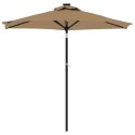 Parasol ogrodowy LED, stalowy słupek, taupe, 225x225x212 cm