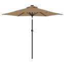 Parasol ogrodowy LED, stalowy słupek, taupe, 225x225x212 cm