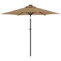 Parasol ogrodowy LED, stalowy słupek, taupe, 225x225x212 cm