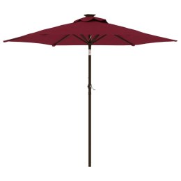 Parasol ogrodowy na stalowym słupku, bordowy, 225x225x212 cm