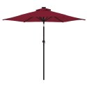 Parasol ogrodowy na stalowym słupku, bordowy, 225x225x212 cm