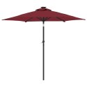 Parasol ogrodowy na stalowym słupku, bordowy, 225x225x212 cm