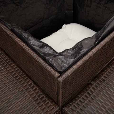 Narożnik ogrodowy z poduszkami i stolikiem, rattan PE, brązowy