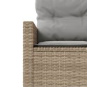 Sofa ogrodowa, stolik i poduszki, okrągła, beżowy rattan PE