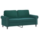 2-osobowa sofa z poduszkami, ciemnozielona, 140 cm, aksamit