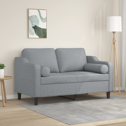 2-osobowa sofa z poduszkami, jasnoszara, 120 cm, tkanina