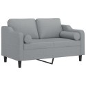 2-osobowa sofa z poduszkami, jasnoszara, 120 cm, tkanina