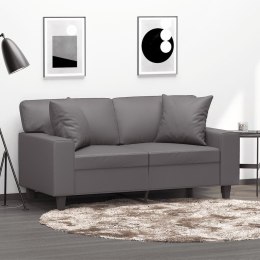 2-osobowa sofa z poduszkami, szara, 120 cm, sztuczna skóra