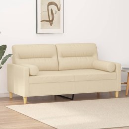 2-osobowa sofa z poduszkami, kremowa, 140 cm, tkanina