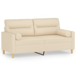 2-osobowa sofa z poduszkami, kremowa, 140 cm, tkanina