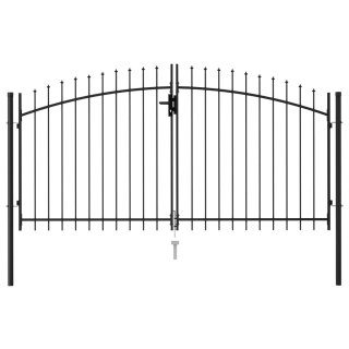 Brama dwuskrzydłowa z grotami, stalowa, 3x1,5 m, czarna
