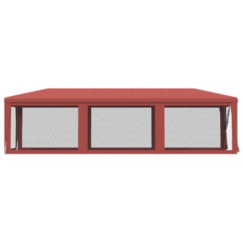 Namiot imprezowy z 8 ścianami z siatki, czerwony, 3x9 m, HDPE