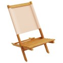 Składane krzesła ogrodowe, 4 szt, beżowa tkanina i drewno