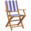 Składane krzesła ogrodowe, 4 szt, niebiesko-biała tkanina