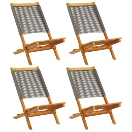 Składane krzesła ogrodowe, 4 szt, szare, lite drewno akacjowe