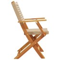 Składane krzesła ogrodowe, 6 szt, beżowy polirattan i drewno