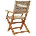 Składane krzesła ogrodowe, 6 szt, beżowy polirattan i drewno