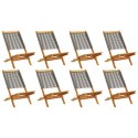 Składane krzesła ogrodowe, 8 szt, szare, lite drewno akacjowe