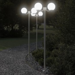 Stojące lampy ogrodowe, 3 szt, srebrne, 215 cm, stal nierdzewna