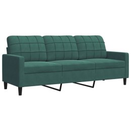 Sofa 3-osobowa, ciemnozielony, 180 cm, obita aksamitem