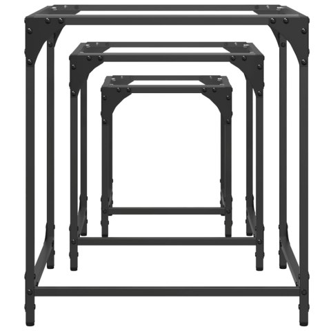 Stoliki kawowe wsuwane pod siebie, 3 szt, szklany blat i stal