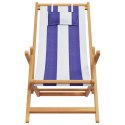 Składane krzesło plażowe, niebiesko-białe, eukaliptus i tkanina