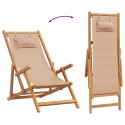 Składane krzesło plażowe, taupe, drewno eukaliptusa i tkanina