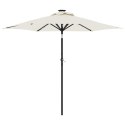 Parasol ogrodowy z LED, stalowy słupek, biały, 225x225x212 cm