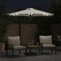 Parasol ogrodowy z LED, stalowy słupek, biały, 225x225x212 cm