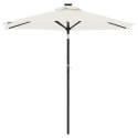 Parasol ogrodowy z LED, stalowy słupek, biały, 225x225x212 cm