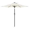 Parasol ogrodowy z LED, stalowy słupek, biały, 225x225x212 cm