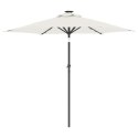 Parasol ogrodowy z LED, stalowy słupek, biały, 225x225x212 cm