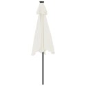 Parasol ogrodowy z LED, stalowy słupek, biały, 225x225x212 cm