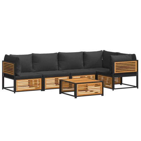 6-częściowy zestaw wypoczynkowy do ogrodu, z poduszkami, akacjowy