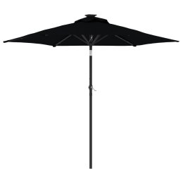 Parasol ogrodowy LED, stalowy słupek, czarny, 225x225x212 cm